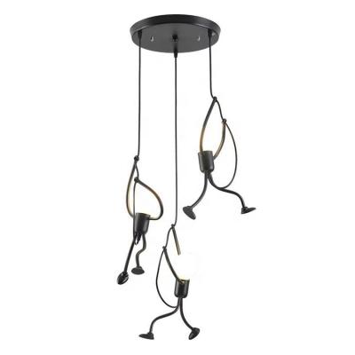 China Nordic Modern Unique Art Decor Lights Black Metal Retro Iron Cage Chandelier LED Bulb E27 Modern Single Pendant Lighting For Bedroom for sale