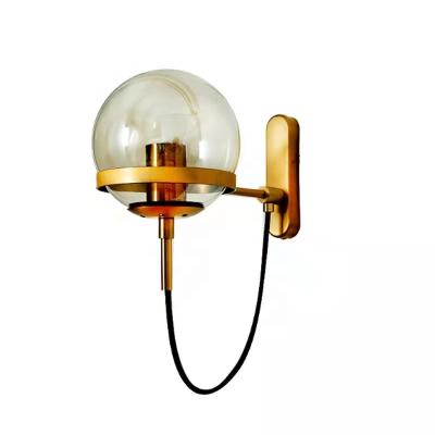 China Luxury Bronze Metal Wall Lamps Gold E27 Bedroom Bedside Glass Wall Light Cheap Vintage Decorative Led Retro Living Room Modern for sale