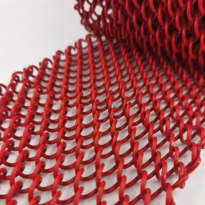 China Decorative Aluminum Metal Coil Curtain Tianjin Plain Weave Wire Mesh Drapery Chain Fabric For Fireplace Screen for sale