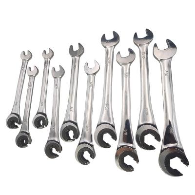 China New CR-V Wrench Tubing Ratcheting Open End Multi Ratcheting Wrench Set for sale