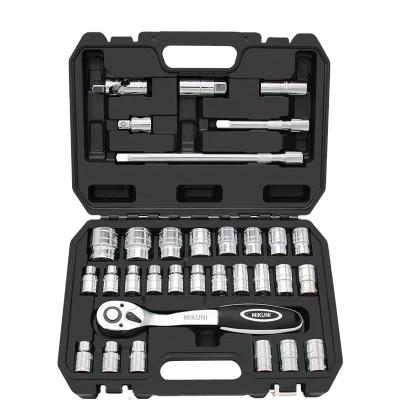 China Auto Repair Tools Plastic Box Chrome Vanadium Socket Set Tool Kit Wrench Socket Set Auto Repair Tools for sale