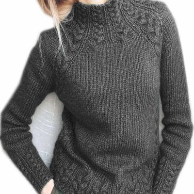 China Hot Cheap Anti-wrinkle Women Knit Cable Neck High Sweater for sale