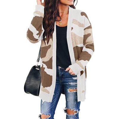 China 2022 Autumn Anti-wrinkle Casual Sweater For Women Camouflage Long Cardigan for sale