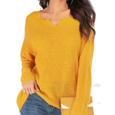 China 2022 Anti-wrinkle Fashion Irregular Neck Sweater Various Colors Solid Knit Base Sweaters For Women for sale