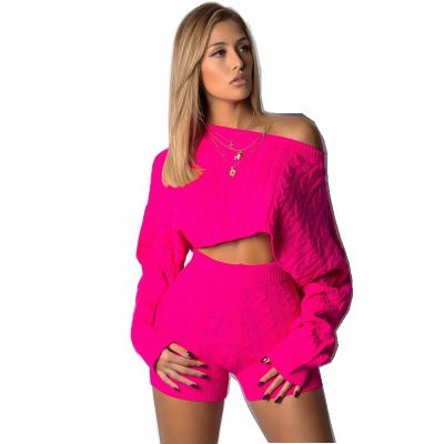 China Anti-wrinkle China Factory 4xl Women Sweater 2 Piece Set Two Piece Short Sets Women for sale