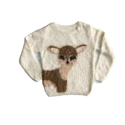 China Anti-wrinkle Pattern Animal Hairy Wool Girls Knitting Oversides Sweaters For Kids for sale