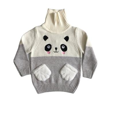 China Cute Anti-wrinkle Kids Sweater Bear Baby Knit Panda Pattern Turtleneck Sweaters for sale