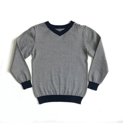 China Anti-wrinkle cotton knit sweater design winter stripe baby boy style kids basic sweater for sale