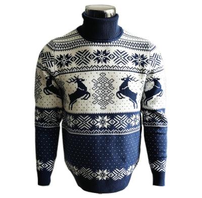 China Custom Anti-Wrinkle High Neck Long Sleeve Knit Jumper Jumper Pullover Christmas Unisex Sweater for sale