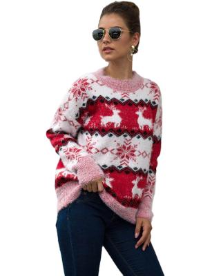 China 2022 new Anti-wrinkle Christmas sweater for women casual snow deer sweater knitwear for sale