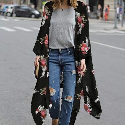 China Amazon Hot Women's Anti-Pilling Floral Printing Kimono Cardigan for sale