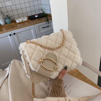 China Hot Joker Small Jelly Bag Quilted Pattern Drop Shipping Ladies Faux Fur Handbag 2022 Clips Gold Women Purses Shoulder Bags for sale