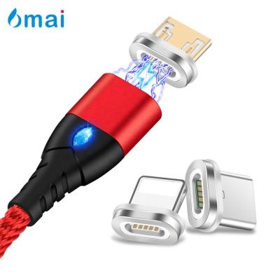 China Mobile Phone Types To 3A Fast Diamond LED 3 In 1 Usb Data Otg Magnetic Charging Cable for sale