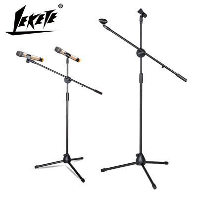 China LEKETE Black Metal+Plastic Microphone Holder Mic Stand Boom With Mic Tripod Stand Height Adjustable Light Weight for sale