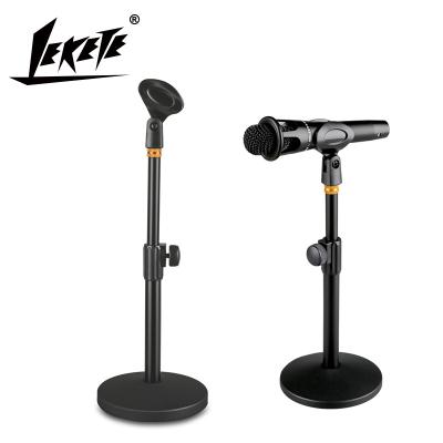 China LEKETE LKT-190B Metal Desktop Disk Stand Live Broadcast Anchor Conference Table Microphone Lift Wireless Stand for sale