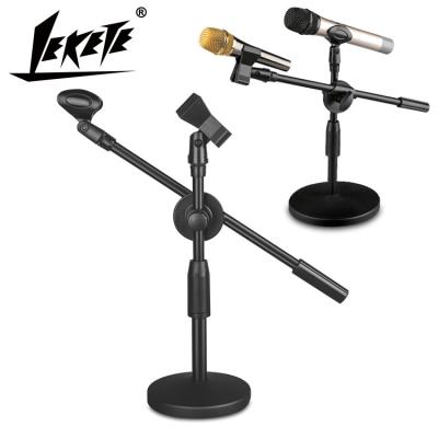 China LEKETE LKT-300 Microphone Desk Stand Conference K Song Microphone Live Recording Wireless Stand with Two Microphone Clips for sale