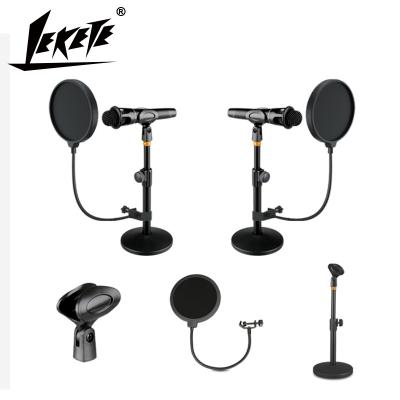 China Live Broadcast LEKETE LKT-190BS All Metal Celebrity Net Recording Microphone Stand Professional Blowout Prevention Net Stand for sale