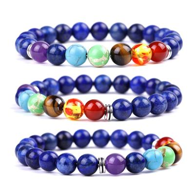 China Natural Lava Rock Healing Yoga Men Women Gemstone Bracelet 7 Chakra CLASSIC Lapis Lazuli Essential Oil Diffuser for sale