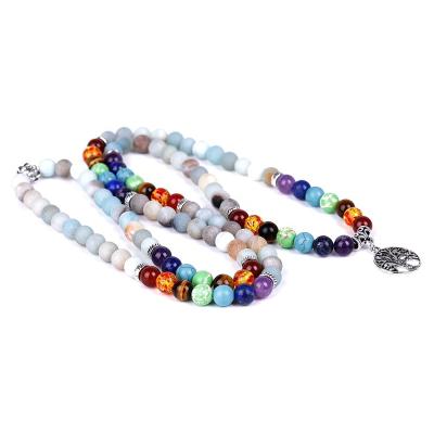 China Casual/Sporty Yoga 7 Chakra OM Lotus Buddha Jewelry 108 Mala Prayer Beads Multilayer Bracelet for sale