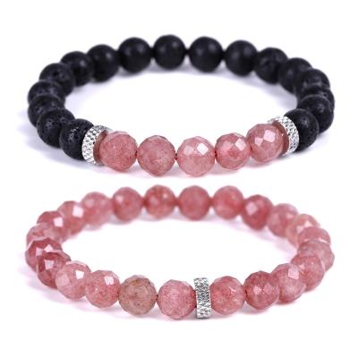 China CLASSIC Gemstone Strawberry Quartz Faceted Beads Bracelets for sale