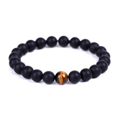 China CLASSIC Gifts Matte Black Beads And Yellow Tiger Eye Distance Couples Bracelet for sale