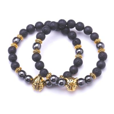 China CLASSIC Custom Healing Gallstone Natural Stone Beaded Bracelet Lion Head Halmet Hematite Magnet for sale