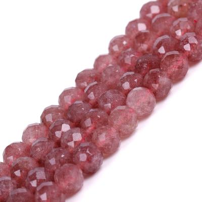 China Strawberry Quartz Stone Gemstone Faceted Loose Beads for sale