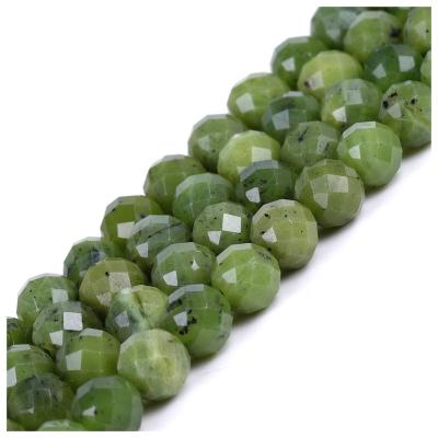 China Natural Stone Jade Gemstone Faceted Loose Beads Canadian Green Stone 8mm for sale