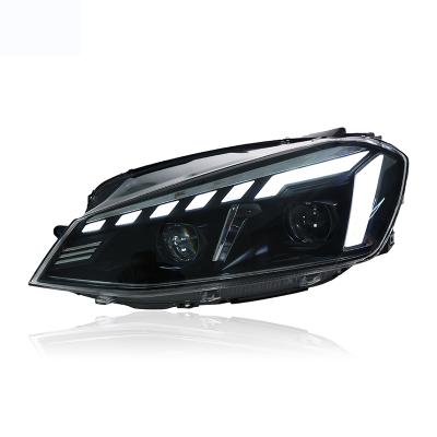 China ABS For 14-17 Volkswagen Golf 7 MK7 Headlight Full LED Blue Lights, Water Flow Steering Lights for sale