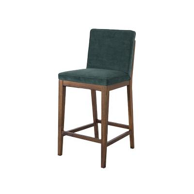 China Modern Customized Solid Wood Fabric Bar Chair Luxury Modern Wood High Velvet Bar Stools for sale