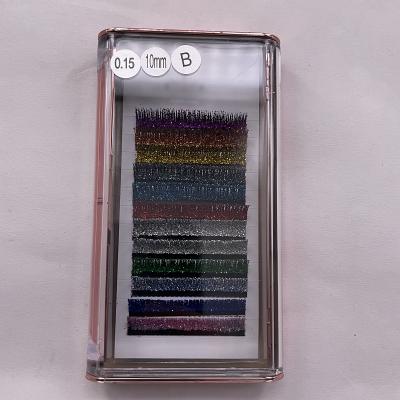 China Beautiful Fashion Glitter Eyelash Extension Eyelash Extension Silver Colorful Glitter Eyelash Extension for sale