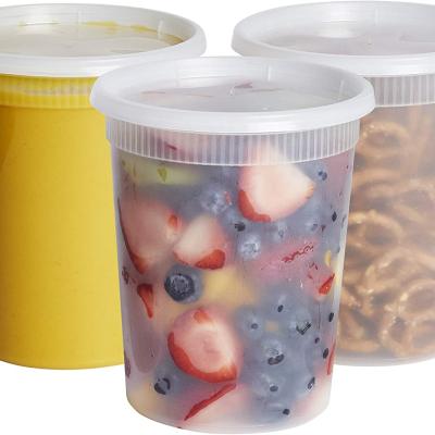 China Microwavable 24 Sets 32 Ounce Plastic Food Storage Freezer Containers With Airtight Lids Dry Food Storage Jar for sale