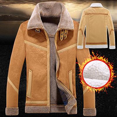 China Mens Faux Sheepskin Jacket Fur Leather Jacket Cashmere Shearling Coat Windproof With Fur Collar for sale