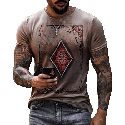 China QUICK DRY T-Shirt Men's 2021 Diamond Square Print Playing Cards Summer Casual Short Sleeve for sale