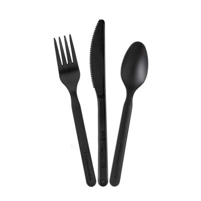 China CPLA Compostable Black Wrapped Disposable Biodegradable Cutlery for sale