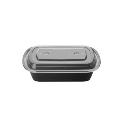 China 1000ML Disposable Biodegradable Plastic Biodegradable Plastic Box Food Takeout Black Microwavable Dish for sale