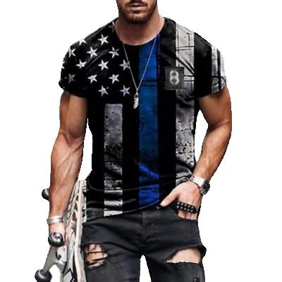 China Retro QUICK DRY America Flag Summer Clothing Men's Casual Short Sleeve T-Shirt for sale