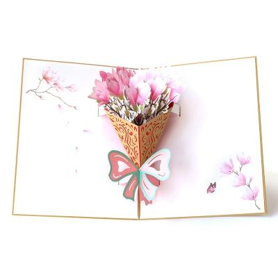 China 3D Pop Blossom Magnolia Europe Custom Cards for Mothers Day and Teacher's Day for sale