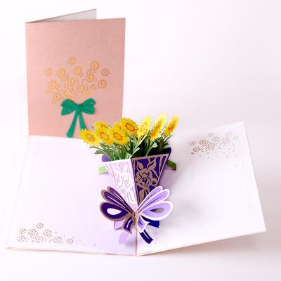 China Europe Luxury Sunflower Custom Auto Greeting Cards For Valentines And Mothers Day for sale