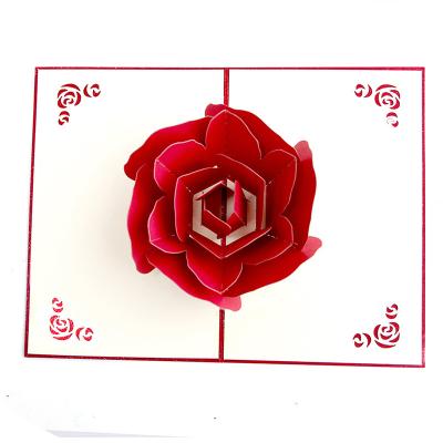 China Europe Unigift produced Rose Pop Up Card Flower for valentines day or mothers day for sale