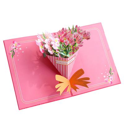 China Hot Stamping China 3d Gladiolus Bouquets Pop Up Cards for sale