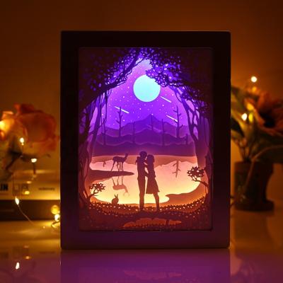 China China Shade Art Decorative 3d Paper Cut Creative Paper Cut Light Box Led Decorative Lamp Night Light For Bedroom for sale