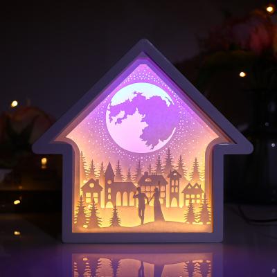 China China Shade Art Decorative 3d Paper Cut Creative Paper Cut Light Box Led Decorative Lamp Night Light For Bedroom for sale