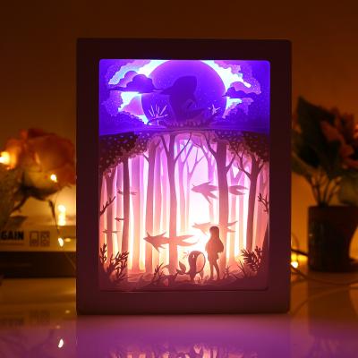 China China Shade Art Decorative 3d Paper Cut Creative Paper Cut Light Box Led Decorative Lamp Night Light For Bedroom for sale