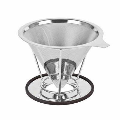 China Reusable Paperless Pour Over Drip Stainless Steel Metal Cone Coffee Filter for sale