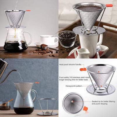 China Hot Sale Stainless Steel Pour Over Coffee Filter V60 Coffee Dripper for sale