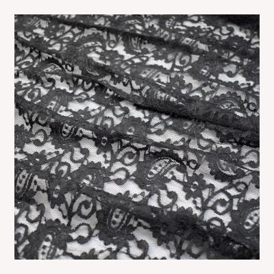 China China Organic Lace Fabric Heavy Beaded Embroidery Party Evening Lace Up Mesh Mosquito Fabric Roll Black Embroidered Lace Fabric for sale