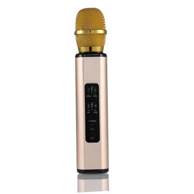 China BT 5.0 Wireless Aluminum Blue Tooth Classic Karaoke USB Studio Recording Condenser Blue-tooth Microphone With Speaker Function for sale