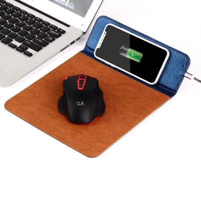 China Mobile Phone Charging Wrist Rest Custom Wireless Charger Wireless Charging Leather Mouse Pad for sale