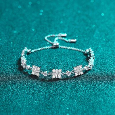 China Vintage PUSHI New Arrival 925 SILVER Silver Tennis Bracelet Best Friend Matching Vvs Diamond Moissanite Bracelet for sale